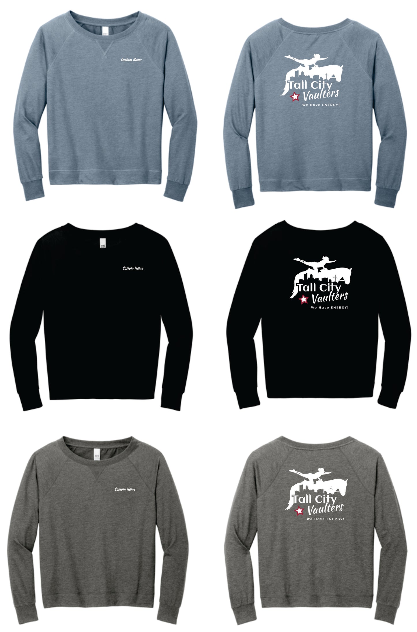 Tall City Vaulters Ladies Specialty Crewneck, Custom Name INCLUDED