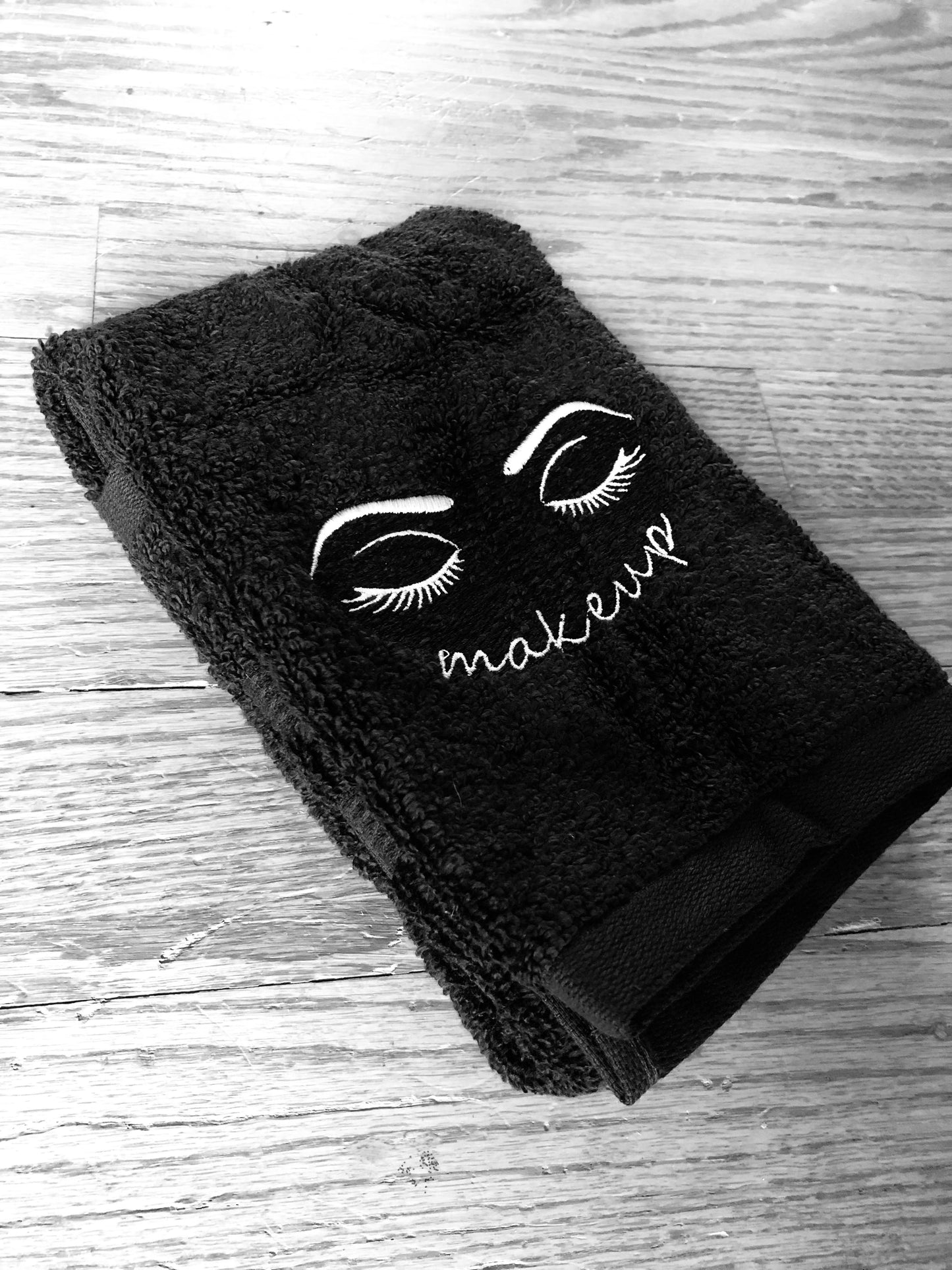 Makeup Deluxe Hemmed Black Hand Towel 16" x 25"