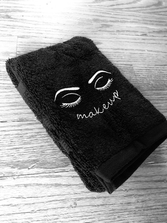 Makeup Deluxe Hemmed Black Hand Towel 16" x 25"